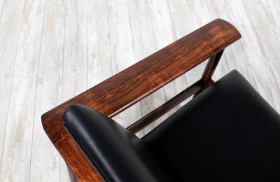 Nordic Modern Sculpted Rosewood Reclining Lounge Chair