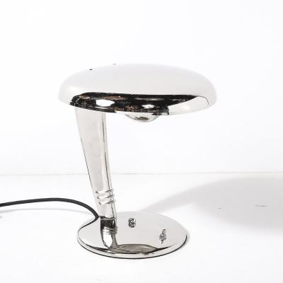 Norman Bel Geddes Art Deco Streamlined Nickel Cobra Table Lamp by Norman Bel Geddes for Faries
