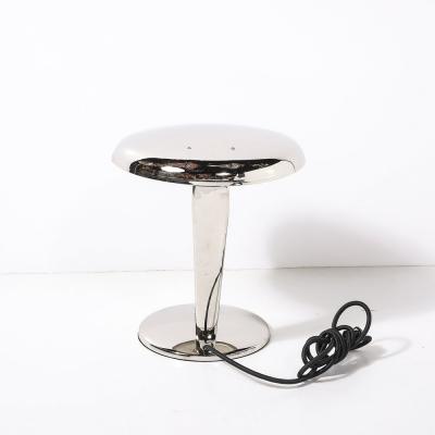 Norman Bel Geddes Art Deco Streamlined Nickel Cobra Table Lamp by Norman Bel Geddes for Faries