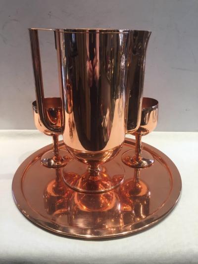 Norman Bel Geddes Norman Bel Geddes Copper Art Deco Cocktail or Drinks Set