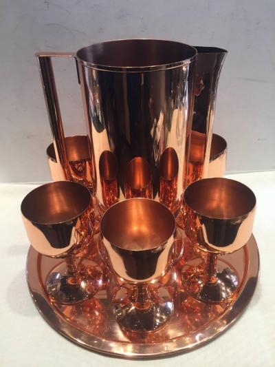 Norman Bel Geddes Norman Bel Geddes Copper Art Deco Cocktail or Drinks Set