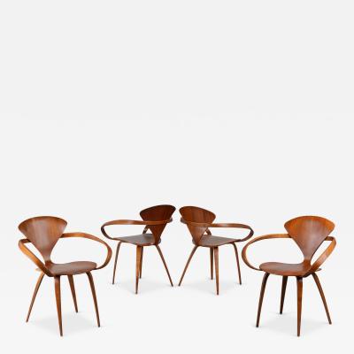 Norman Cherner Early Norman Cherner Dining Arm Chairs in Walnut Set of 4