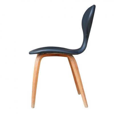 Norman Cherner Pair of Vintage Norman Cherner Plycraft Wood Leather Chairs