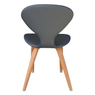 Norman Cherner Pair of Vintage Norman Cherner Plycraft Wood Leather Chairs