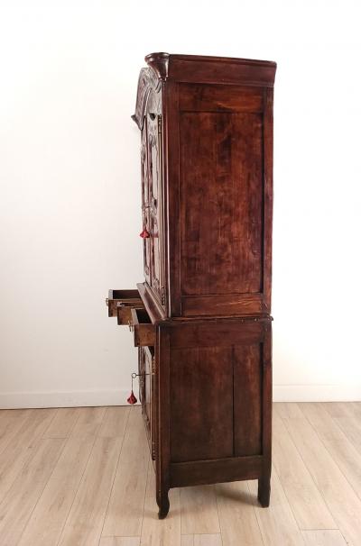 Normandy Walnut Buffet Deux Corps France circa 1780