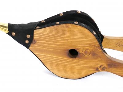 North American Hand Carved Brass Wood Fireplace Bellows Tool
