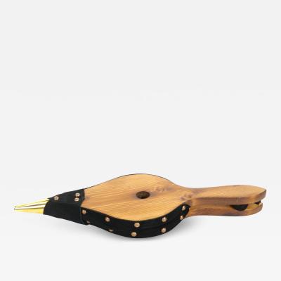 North American Hand Carved Brass Wood Fireplace Bellows Tool
