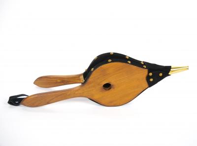 North American Hand Carved Wood Brass Fireplace Bellows