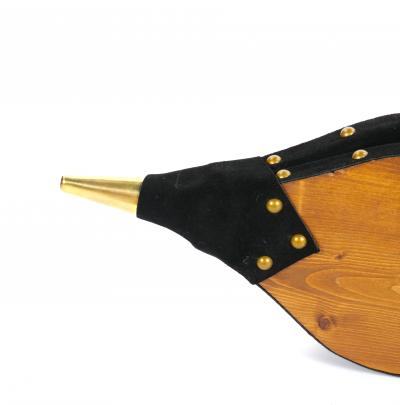 North American Hand Carved Wood Brass Fireplace Bellows