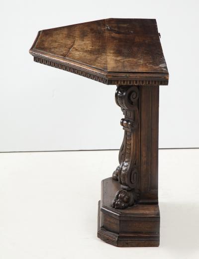 North Italian Baroque Carved Walnut Console Table 17th 18th Century
