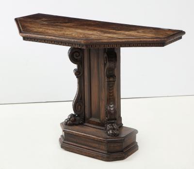 North Italian Baroque Carved Walnut Console Table 17th 18th Century