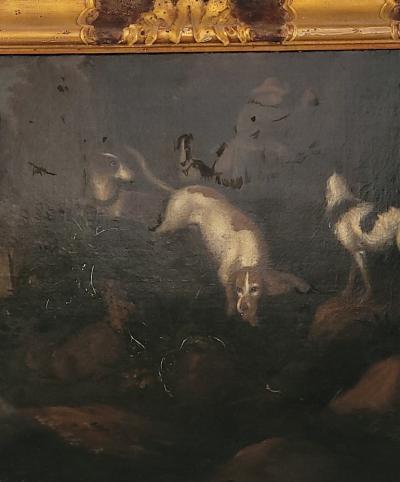 Northern Dutch School Painting of a Man with Dogs circa 1650