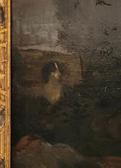 Northern Dutch School Painting of a Man with Dogs circa 1650