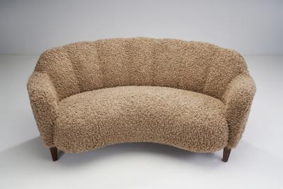 Northern European Curved Three seater Sofa Europe ca 1950s