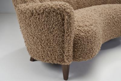 Northern European Curved Three seater Sofa Europe ca 1950s