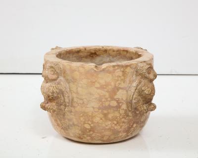 Northern Italian 17th Century Marble Mortar with Carved Owl Decoration