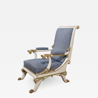 Northern Italian Painted and Parcel Gilt Empire Chaise