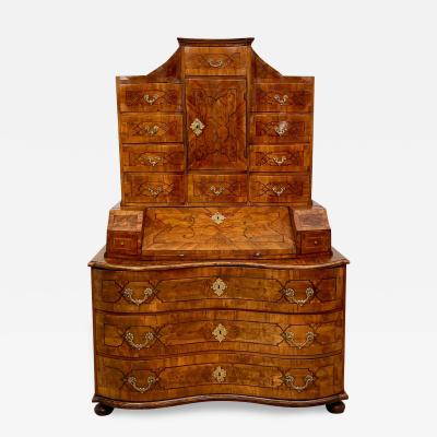 Northern Italian Secretary Baroque Period Inlaid Walnut Circa 1730