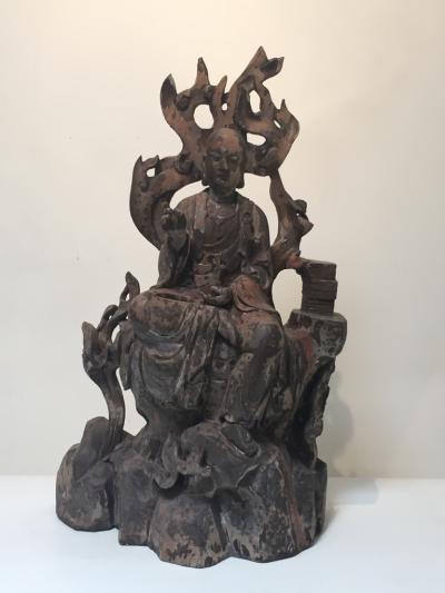 Northern Song Dynasty Wood Sculpture Of A Scholar