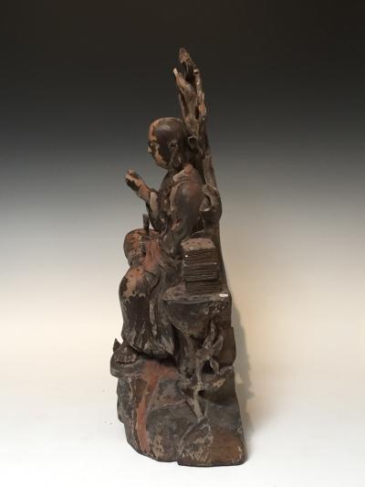Northern Song Dynasty Wood Sculpture Of A Scholar