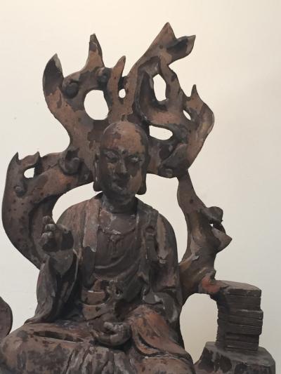Northern Song Dynasty Wood Sculpture Of A Scholar