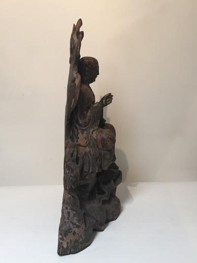 Northern Song Dynasty Wood Sculpture Of A Scholar