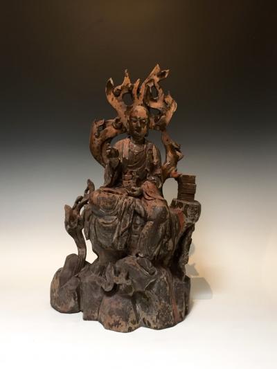 Northern Song Dynasty Wood Sculpture Of A Scholar