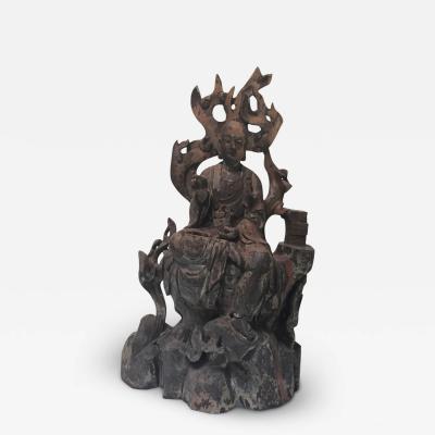 Northern Song Dynasty Wood Sculpture Of A Scholar