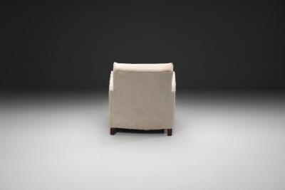 Norwegian Armchair in White Ponyskin Norway 1930s