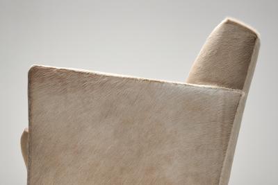 Norwegian Armchair in White Ponyskin Norway 1930s