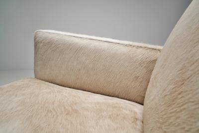 Norwegian Armchair in White Ponyskin Norway 1930s