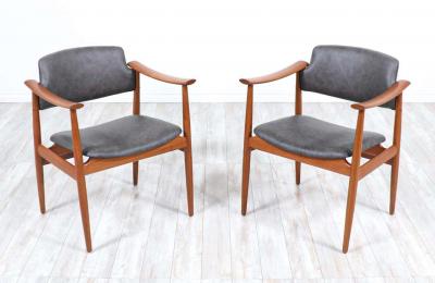 Norwegian Modern Sculpted Teak Arm Chairs