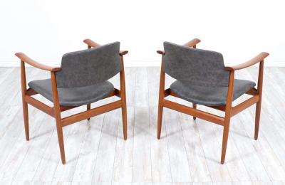 Norwegian Modern Sculpted Teak Arm Chairs