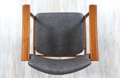 Norwegian Modern Sculpted Teak Arm Chairs