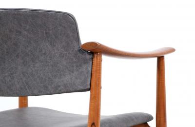Norwegian Modern Sculpted Teak Arm Chairs
