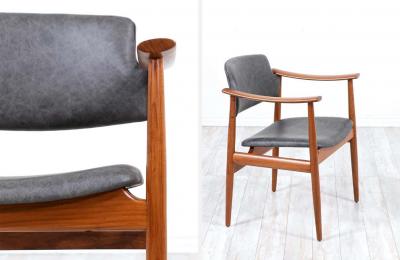 Norwegian Modern Sculpted Teak Arm Chairs