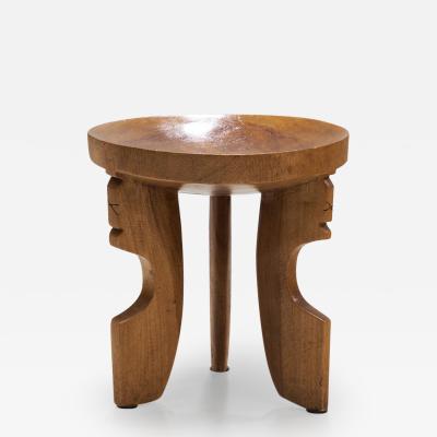 Norwegian Wooden Stool with Carved Legs Norway Early 20th Century