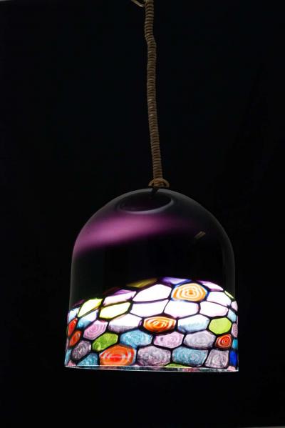 Noti Massari Italian Glass Dome Pendant by Leucos 1960s