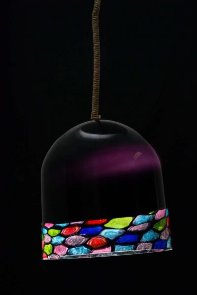 Noti Massari Italian Glass Dome Pendant by Leucos 1960s