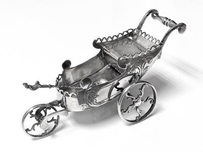 Novelty silver plate Chariot Carriage Continental C 1870