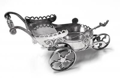 Novelty silver plate Chariot Carriage Continental C 1870