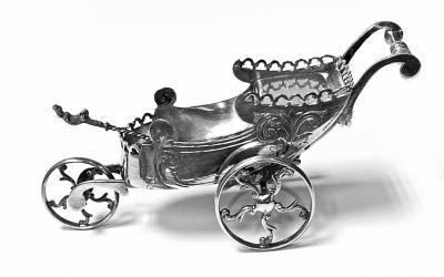 Novelty silver plate Chariot Carriage Continental C 1870