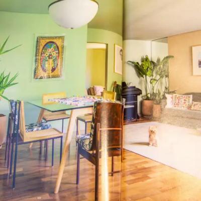 Novo Rumo Brazilian Modern 6 Chair Set in Off White Velvet Ebony Hardwood Novo Rumo 1960