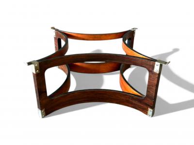 Novo Rumo Brazilian Modern Round Coffee Table in Bent Rosewood Glass Novo Rumo 1960s