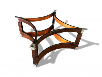 Novo Rumo Brazilian Modern Round Coffee Table in Bent Rosewood Glass Novo Rumo 1960s