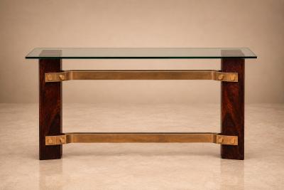 Novo Rumo Brazilian Modern Sideboard in Rosewood Brass Glass Novo Rumo Brazil