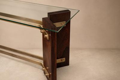 Novo Rumo Brazilian Modern Sideboard in Rosewood Brass Glass Novo Rumo Brazil