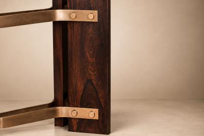Novo Rumo Brazilian Modern Sideboard in Rosewood Brass Glass Novo Rumo Brazil
