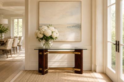 Novo Rumo Brazilian Modern Sideboard in Rosewood Brass Glass Novo Rumo Brazil