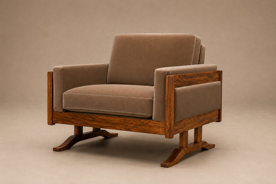 Novo Rumo Pair of Armchairs in Cavi na and Mushroom Taupe Mohair Novo Rumo